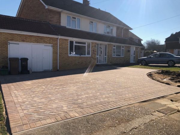Herringbone pattern paved driveway in Winchcombe