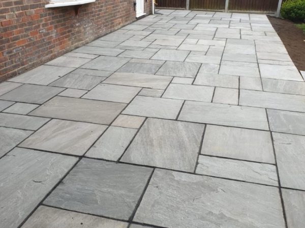 Riven limestone slab installation in Quedgeley